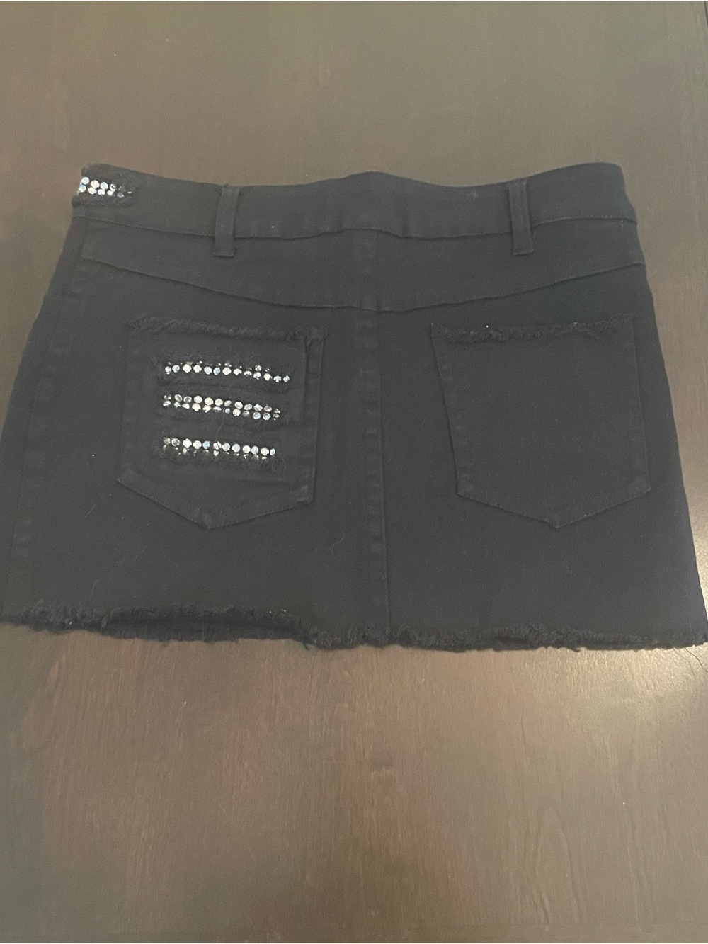 Black Rhinestone Distressed Mini Skirt - Picture 10 of 12